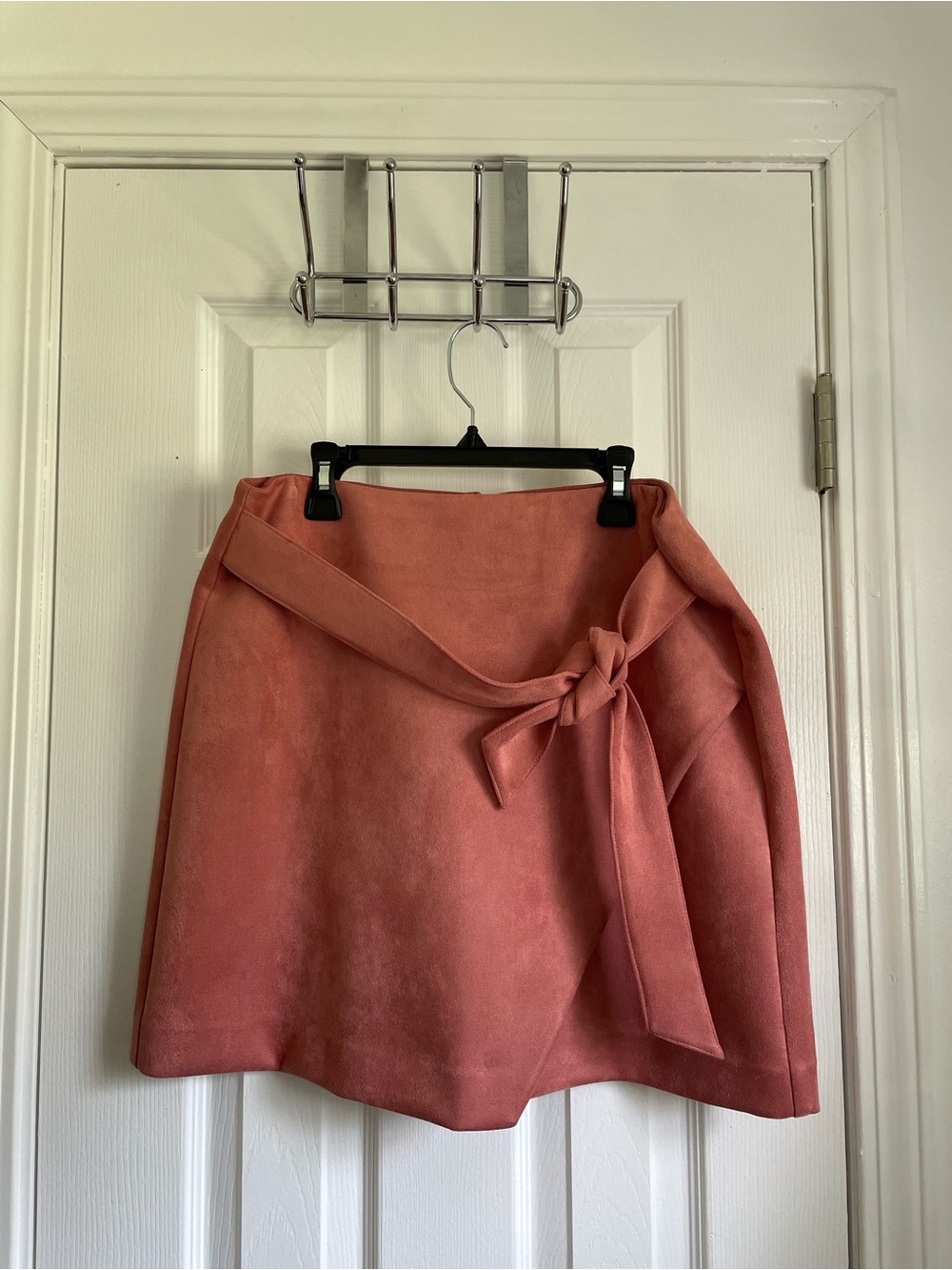LOFT Suede-Look Tie-Waist A-Line Skirt in Dusty Coral